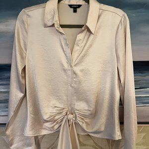Express Button down Cream Satin Shirt Size Small